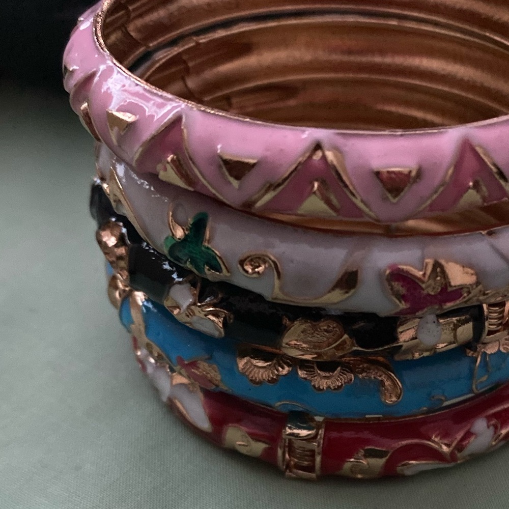 Colorful Enamel Bangle Set - Picture 3 of 5
